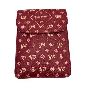 Yolanda Red Monogram Faux Leather Crossbody